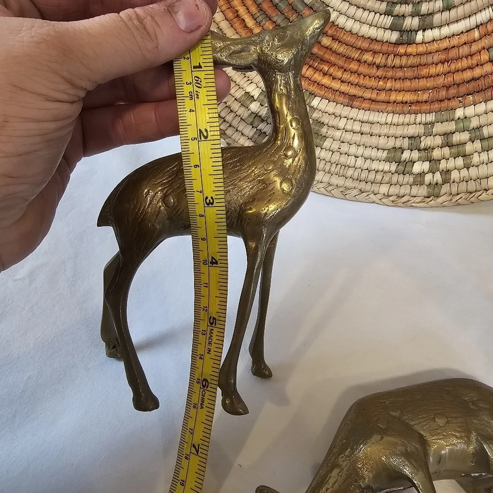 Set Of Three Brass Vintage Deer Decor Sculpture Figure MCM Animal - Picture 7 of 8